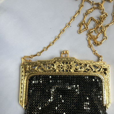 Vintage Art Deco Style Evening Purse Filigree Brass Flopper