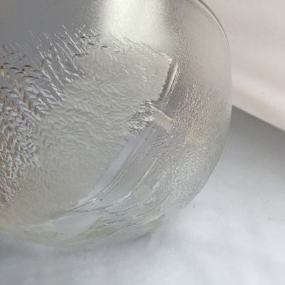 Vintage Crystal Large Bowl With Heavy Etching of a Woman with Her Child and Surroundings