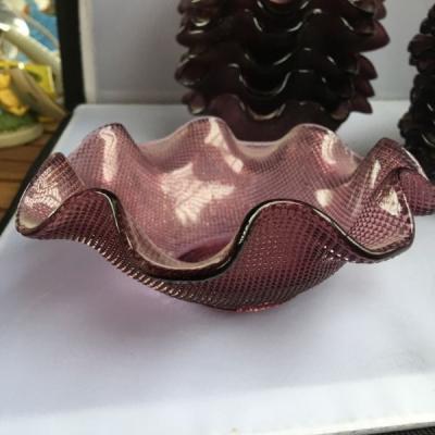 Vintage Amethyst Art Glass Candy Dish/bowl Ruffled Edge Excellent condition 24 Plates or 12 Sets
