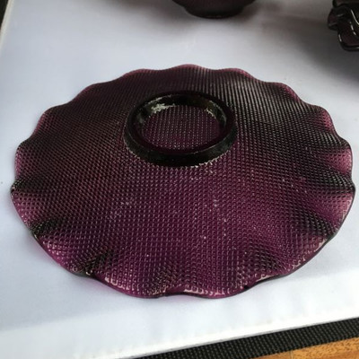 Vintage Amethyst Art Glass Candy Dish/bowl Ruffled Edge Excellent condition 24 Plates or 12 Sets