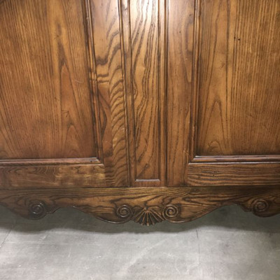 Vintage Made by BAKER Entertainment Center Oak with Carving 