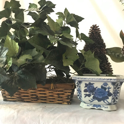 Lot 21 - Bamboo Plant Stand with Faux Foliage
