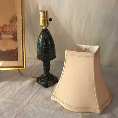 Lot 28 - French Art and Green Stone Lamp