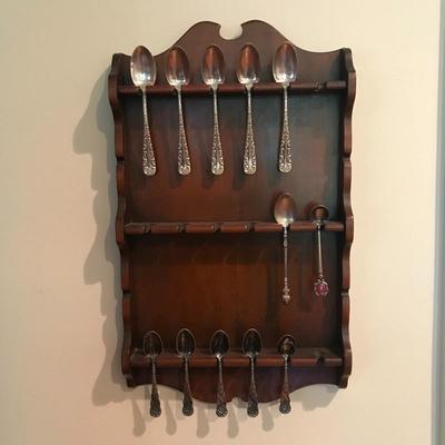 Lot 32 - Wooden Spoon Display with Spoons