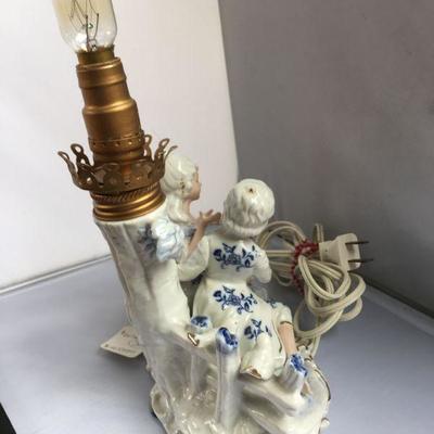 Antique Austrian Porcelain Boudoir Lamp 