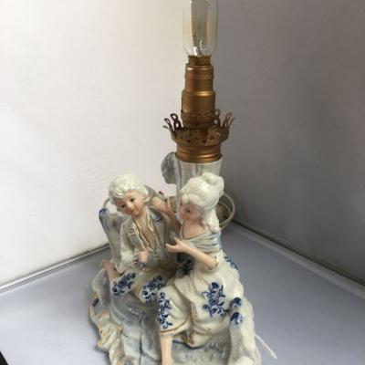 Antique Austrian Porcelain Boudoir Lamp 