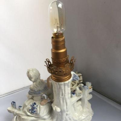 Antique Austrian Porcelain Boudoir Lamp 