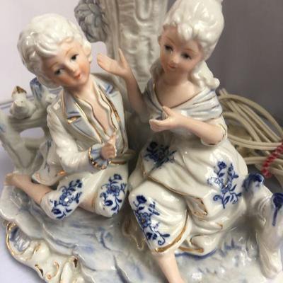 Antique Austrian Porcelain Boudoir Lamp 