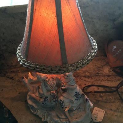 Antique Austrian Porcelain Boudoir Lamp 