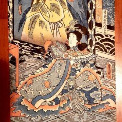 Antique Japanese Konisada Woodblock print late 1800's