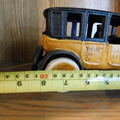 Cast Iron Antique Yellow Cab Car Toy 8