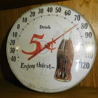 Vintage Original Ohio Jumbo Dial Coca Cola Bubble Glass Wall Thermometer 12