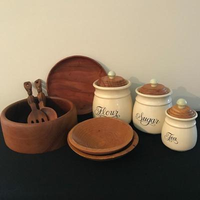 Lot 52 - Kitchen Canisters and Wooden Accessories 