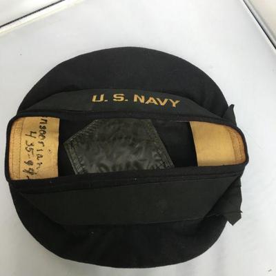 WWI NAVY HAT INSCRIBED WITH THE NAME OF THE SOLDIER
