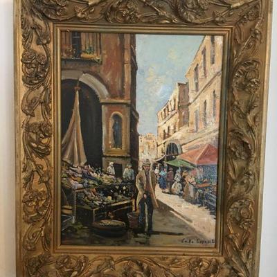 Vintage Italian Painting by Esposito oil on Board
