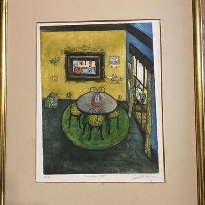 Contemporary Hand Colored Limited Edition Etching by Romero(?)