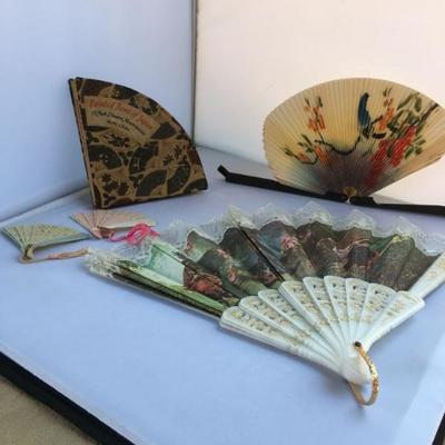Vintage Lot of 4 Chinese Fans see Below Description