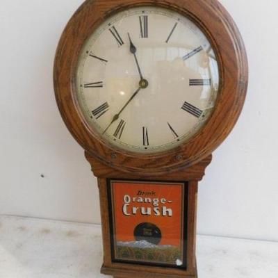 Orange Crush Regulator Style Clock Wisconsin Clock Company USA 27