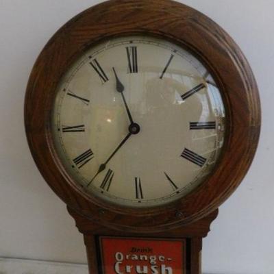 Orange Crush Regulator Style Clock Wisconsin Clock Company USA 27
