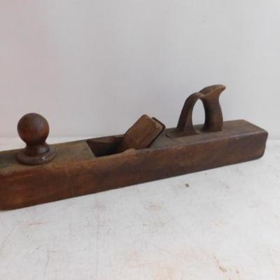 Large Antique Oak Wood Plane with Blade 22