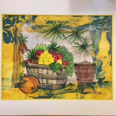 Vintage Large Watercolor on Paper Signed  Not Framed
