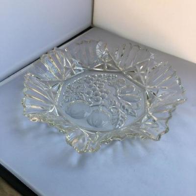 Vintage Ruffled Crystal with in Relief Grapes