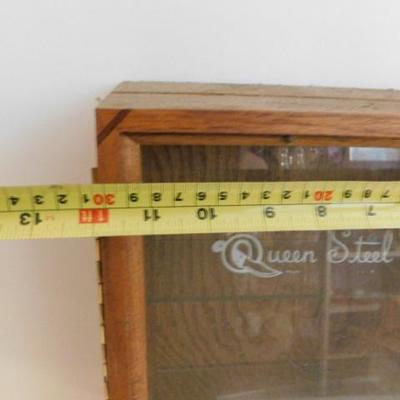 Queen Steel Oak Wood Hardware Store Knife Display Box with Key 12