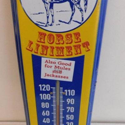Dr. Barker's Horse Liniment Tin Metal Thermometer 16