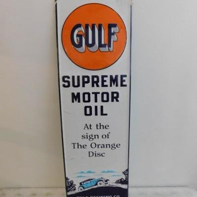 Gulf Supreme Motor Oil Metal Advertising Sign USA Made 42