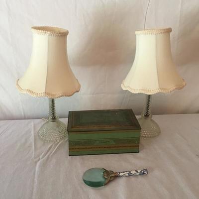 Lot 102 - Pair of Glass Lamps & More 