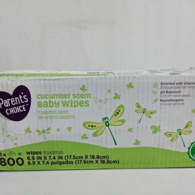 Parent's Choice Cucumber Baby Wipes 800 Count - New
