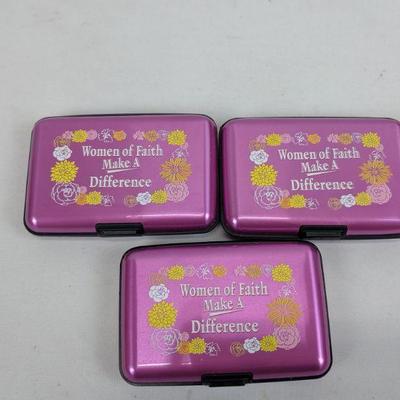 Women of Faith Make A Difference Card Holders, Pink/Purple, 3 Qty - New