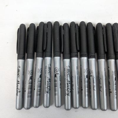 12 Bic Fine Point Permanent Markers - New
