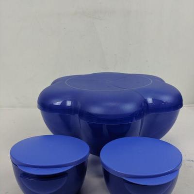 Tupperware Set Blue, 3 Pcs - New