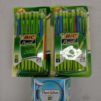 Bic Mechanical Pencils, 2 Packs & Paper Mate Liquid Paper Correction - New