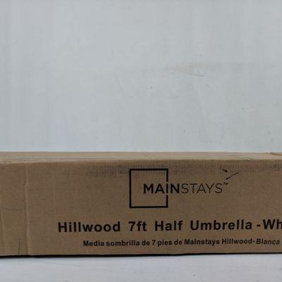 Mainstays Hillwood 7 FT Half Umbrella - White - New