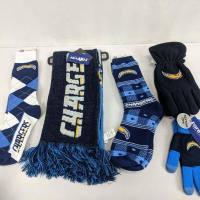 NFL Chargers: Scarf, Gloves, Socks - New