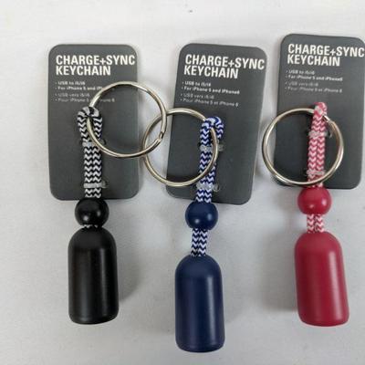 3 Charge & Sync Keychains - New