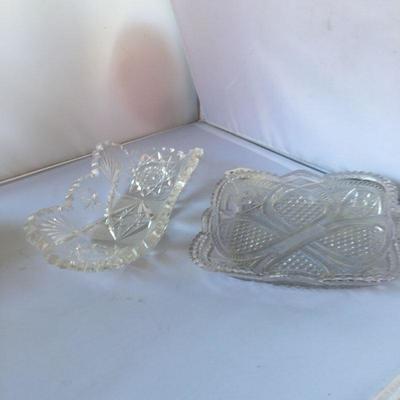 Vintage Lot of FOUR Crystal Trays, Bowls and Candy Dish