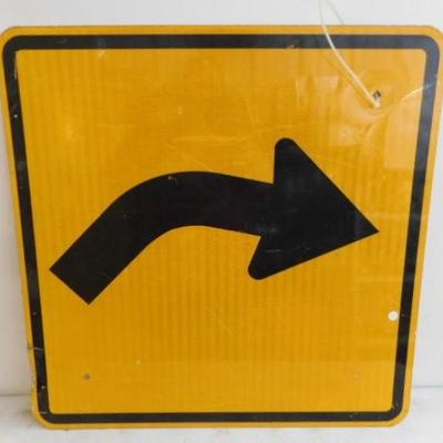 Curve Ahead Metal Reflector Style Road Sign 30