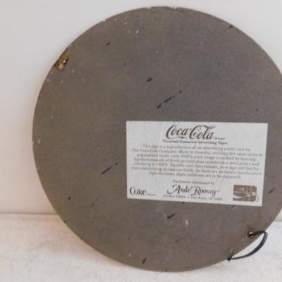 Enamel Front Metal Coca Cola Advertising Sign Vintage Ande Rooney