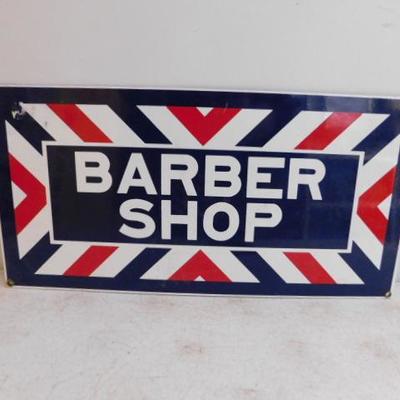 Enamel Front Barber Shop Metal Sign Grommet Corners