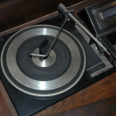Lot 32 ~ 1950 - 1960 Sylvania record player/8-track tape/ radio console cabinet. 