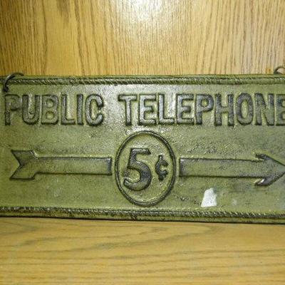 Cast Iron Public Telephone Five-Cent Sign 9