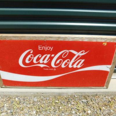 Coca Cola Plexiglass Advertising Panel on Wood Frame 38