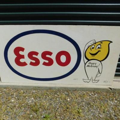 Hand Painted Esso Sign with Sparky On Plywood 60