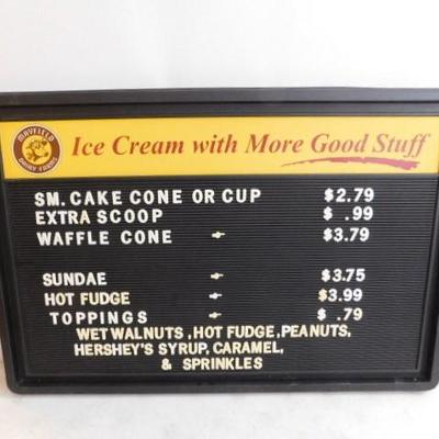 Unit One:  Mayfield Dairy Ice Cream Price Board with Letters Molded Plastic 36