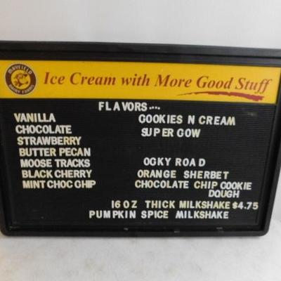Unit Two:  Mayfield Dairy Ice Cream Price Board with Letters Molded Plastic 36