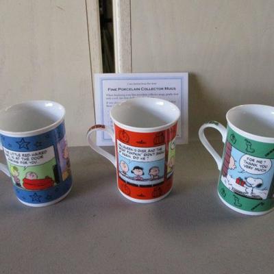 Lot 3 - Peanuts Collector Mugs - Danbury Mint - July October December