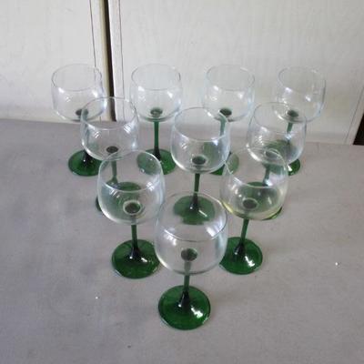 Lot 5 - Green Stemmed Wine Glasses